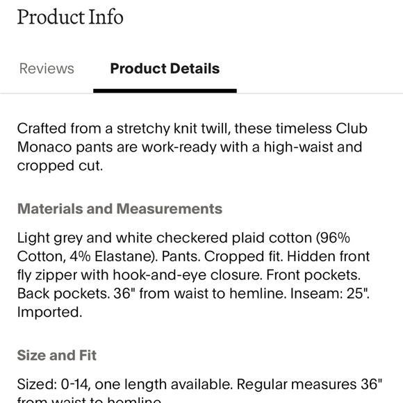 Club Monaco Gray Cropped Ankle Pants NWT Size 00 - Picture 9 of 10